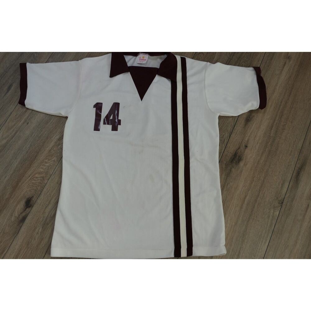 Vintage 80s(?) NEW OLD STOCK Mens STRIKER Polyester Soccer Shirt Jersey XL 42-44
